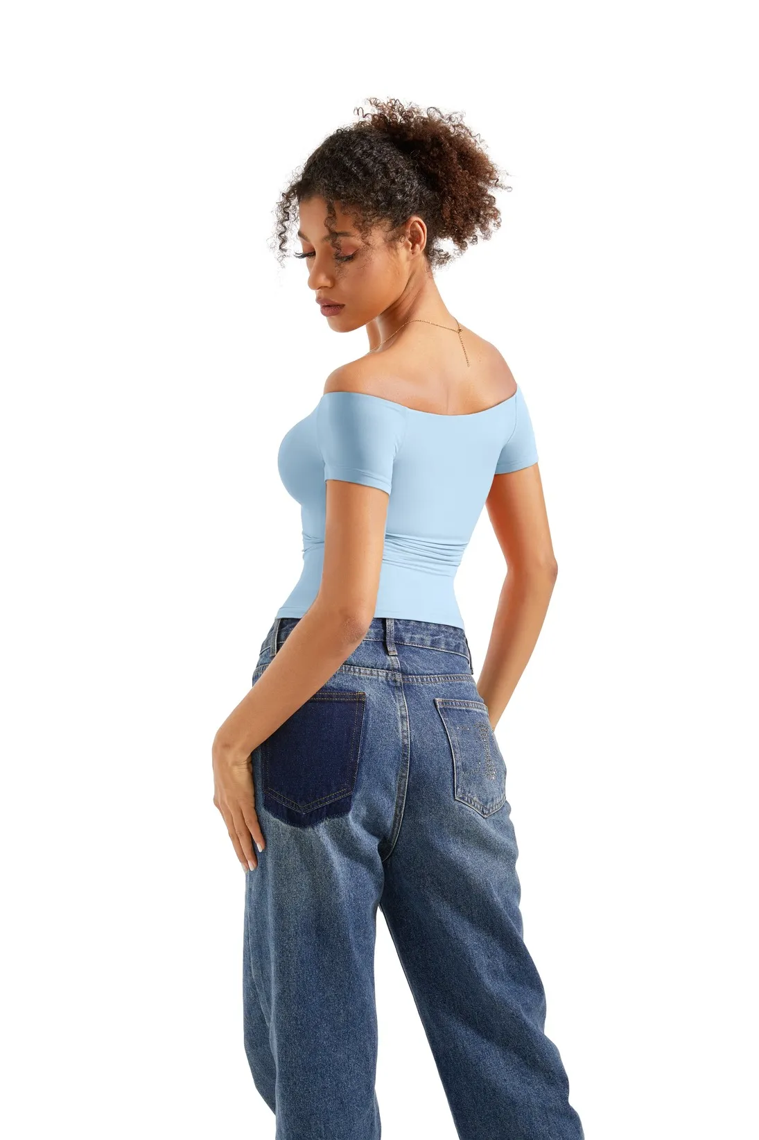 Buttery Soft Off Shoulder Shirt - Short Sleeve - Image 11