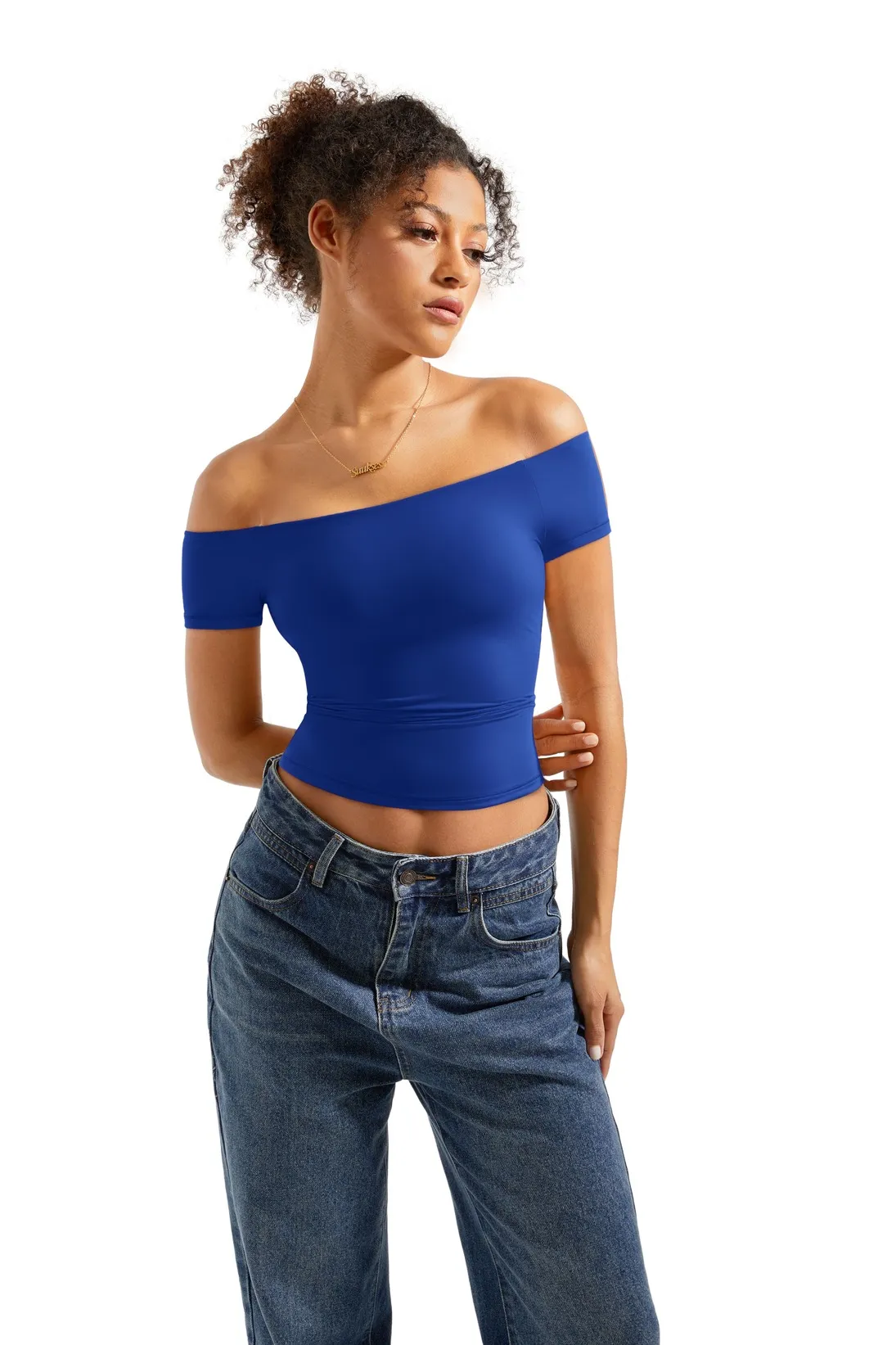 Buttery Soft Off Shoulder Shirt - Short Sleeve - Image 32