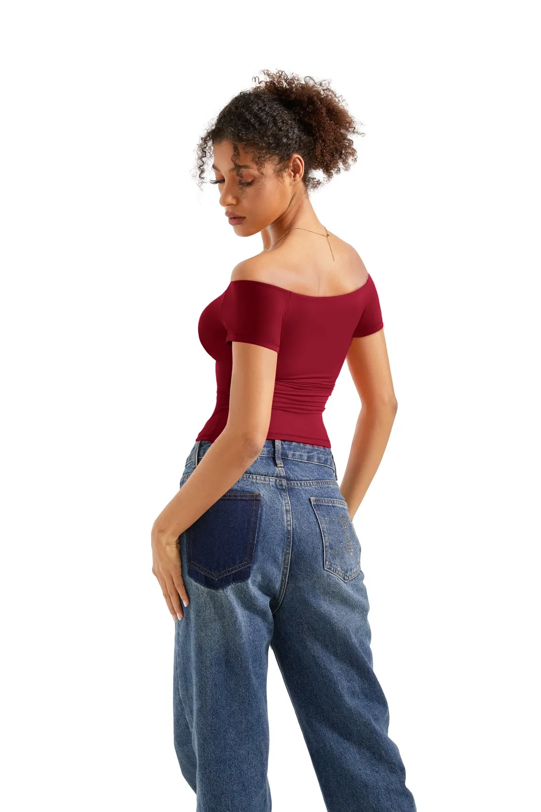 Buttery Soft Off Shoulder Shirt - Short Sleeve - Image 61