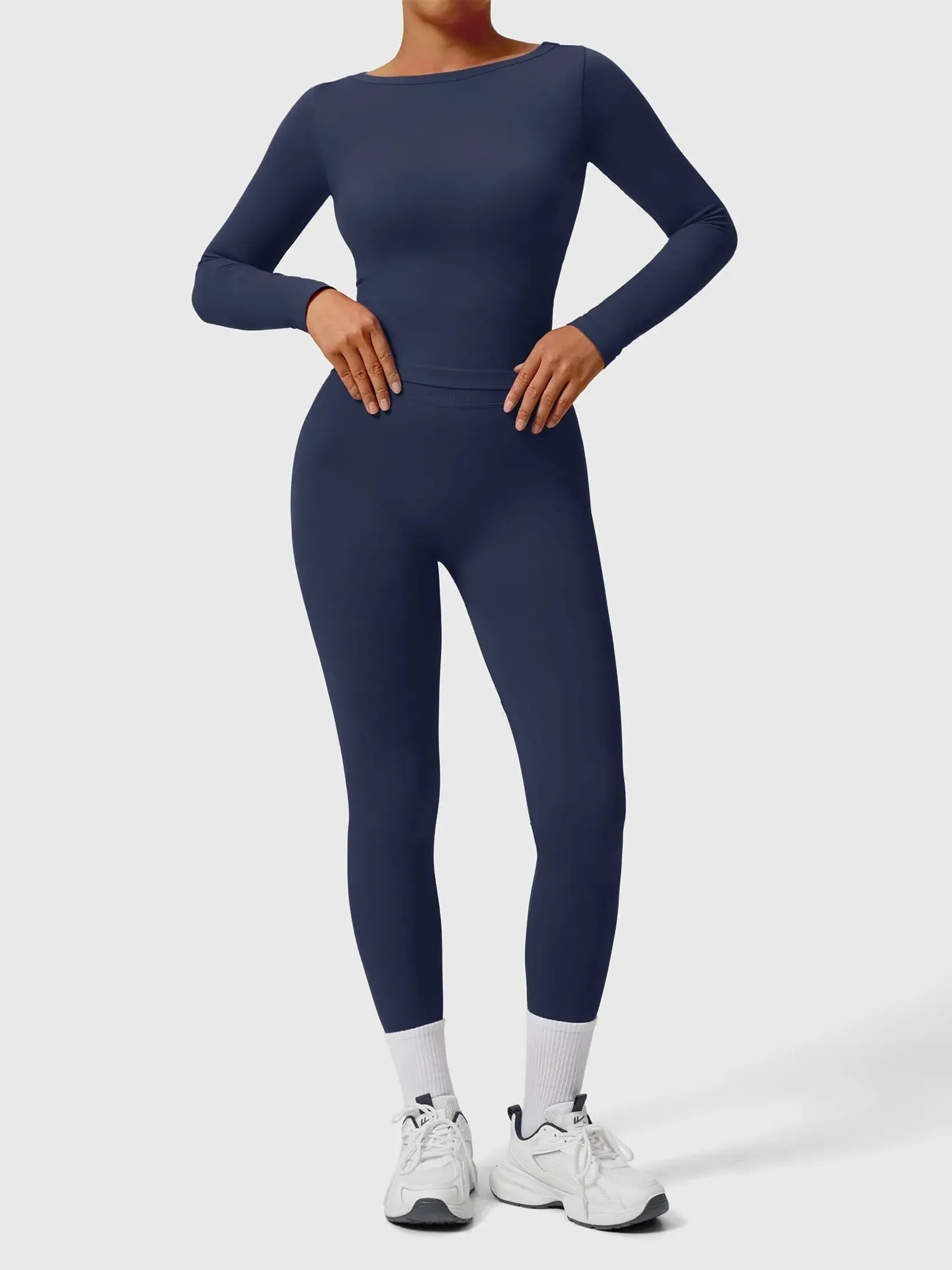 Scoop neck Seamless Leggings 2 Piece Workout Sets - Image 22