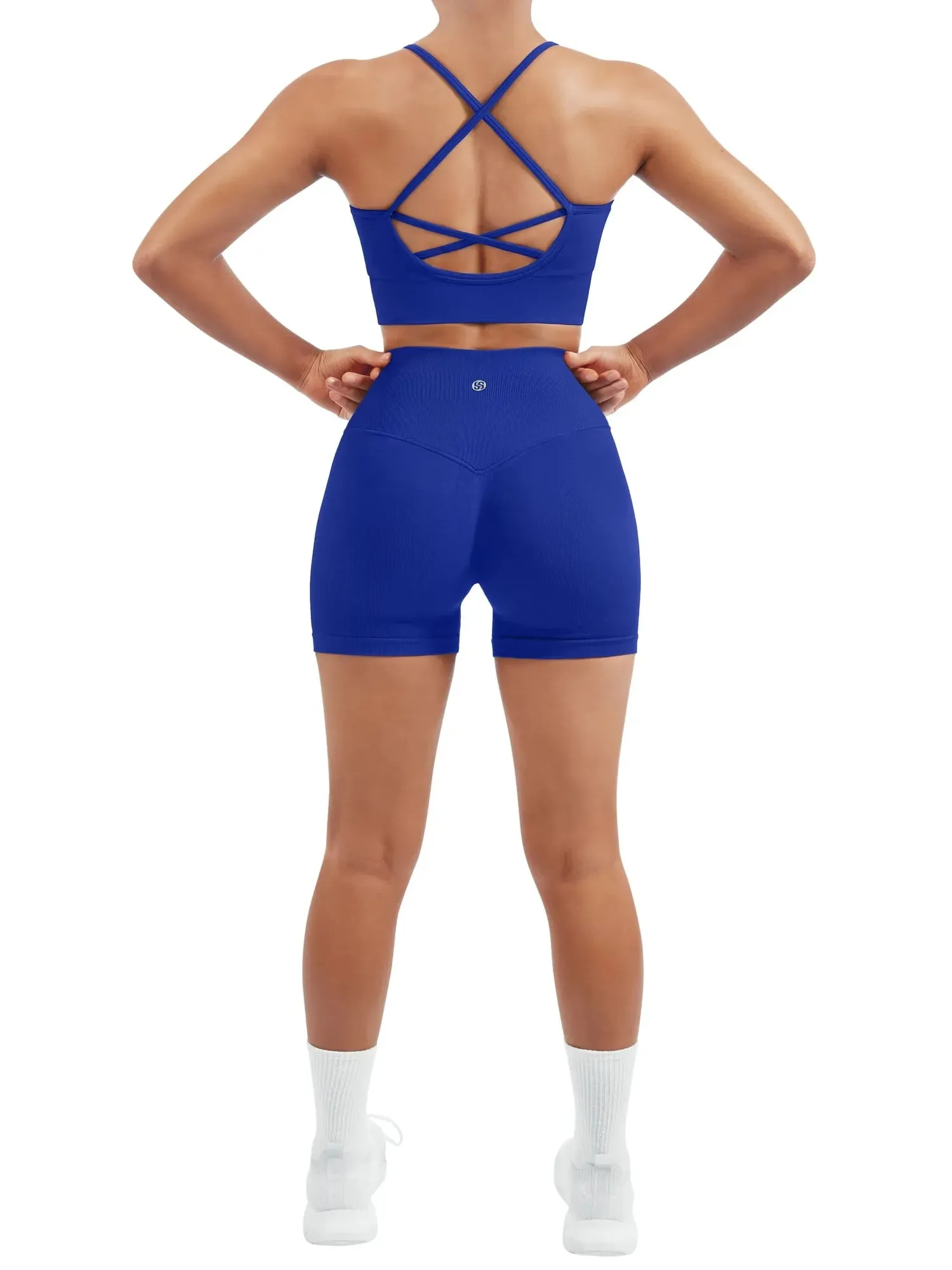 Criss Cross Sports Bra Seamless 2 Piece Workout Sets - Image 12